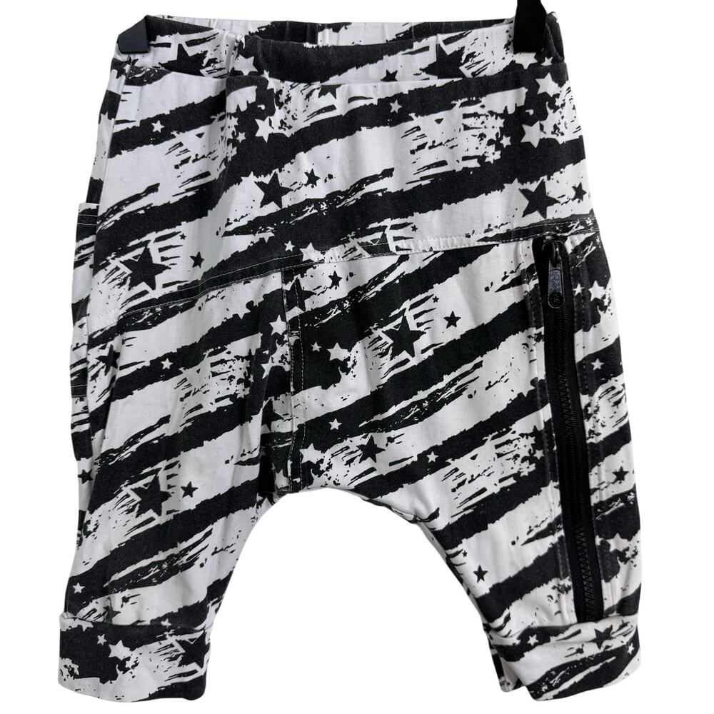 Posh Kiddos Black & White Striped Star Harem Shorts Size 5T